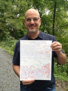 Songwriter Dennis Matkosky with lyrics for "Maniac"